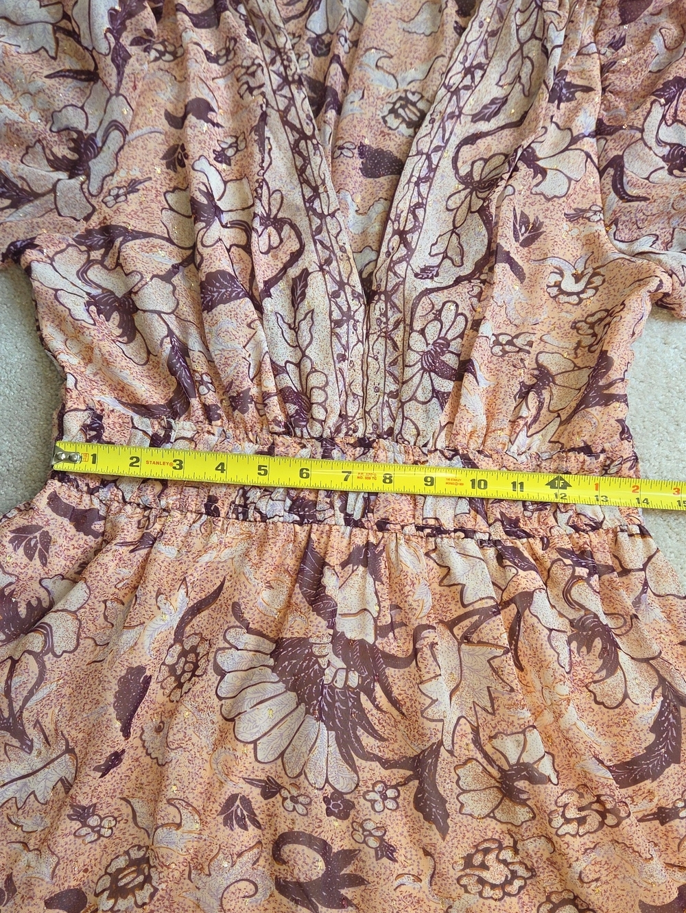 Floral Dress, Pinks & Mauves, Long Sleeve Size Medium - Picture 3 of 7